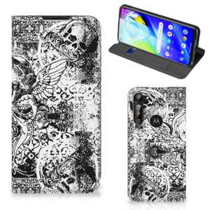 Mobiel BookCase Motorola Moto G8 Power Skulls Angel