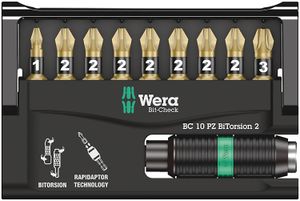 Wera Bit-Check 10 PZ BiTorsion 2 05347153001 Bitset 10-delig Kruiskop Pozidriv Bitset