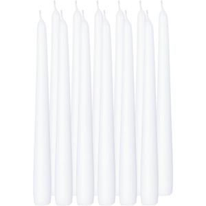 12x Witte dinerkaarsen 25 cm 8 branduren