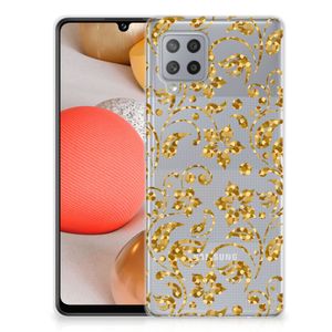 Samsung Galaxy A42 TPU Case Gouden Bloemen