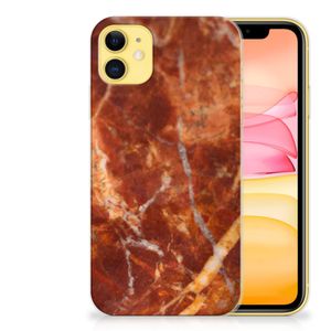 Apple iPhone 11 TPU Siliconen Hoesje Marmer Bruin