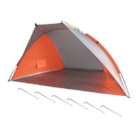 Beachshelter strandtent/windscherm oranje/grijs 270 x 120 cm met UV-bescherming incl. haringen