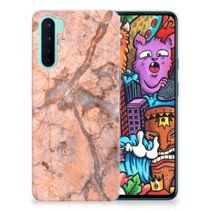 OnePlus Nord TPU Siliconen Hoesje Marmer Oranje