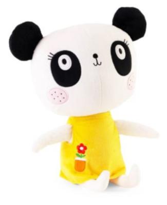 Lemon Ribbon knuffelpanda junior 25 cm pluche wit/geel/zwart