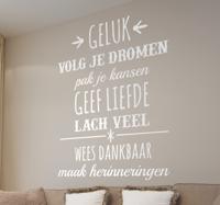 Muursticker tekst woonkamer geluk motivatie - thumbnail