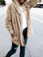 Hoodie Casual Batwing Reversible Shift Fluffy Coat