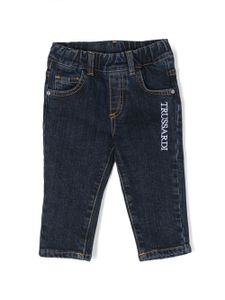 TRUSSARDI JUNIOR jean droit à logo brodé - Bleu