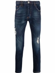 Philipp Plein jean slim à effet usé - Bleu