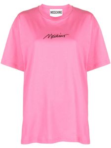 Moschino t-shirt en coton à logo brodé - Rose