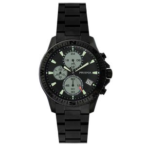 Prisma P.2033 Horloge Chrono Explorer staal zwart 44,5 mm