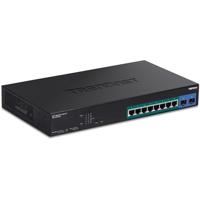 TRENDnet TPE-1021WS 10-poorts Gigabit Web Smart PoE+ Switch met 8 Gigabit PoE+ poorten, 2 SFP-sleuven, 130W PoE Budget, VLAN, QoS, LACP, IPv4/IPv6 Static Routing