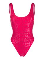 Balmain maillot de bain à logo imprimé - Rose