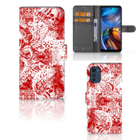 Telefoonhoesje met Naam Motorola Moto E32 | Moto E32s Angel Skull Rood - thumbnail