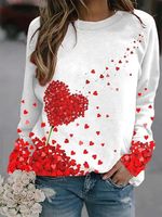 Casual Heart/Cordate Crew Neck Loose Sweatshirt