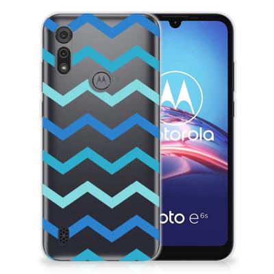 Motorola Moto E6s TPU bumper Zigzag Blauw