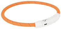 TRIXIE Lichtring voor honden XS-S oranje – lichtgevende hondenhalsband, ideaal voor wandelingen in het donker – oplaadbaar en individueel instelbaar - 12703