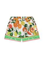 Dolce & Gabbana Kids short en coton à mélange d'imprimés - Blanc