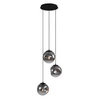 QAZQA - Art Deco Art deco hanglamp zwart met smoke glas 3-lichts - Douglass | Woonkamer | Slaapkamer | Keuken - Bol |Langwerpig - E27 Geschikt voor LED - Max. 3 x 15 Watt