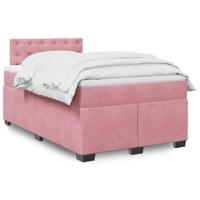 vidaXL Boxspring met matras fluweel roze 120x190 cm, boxspring, ledikant, bedframe, bed, boxspring bed, bedbodem, seniorenbed, senioren bed