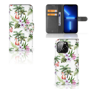 iPhone 13 Pro Telefoonhoesje met Pasjes Flamingo Palms