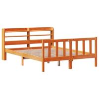 vidaXL Bedframe met hoofdbord massief grenenhout wasbruin 120x190 cm