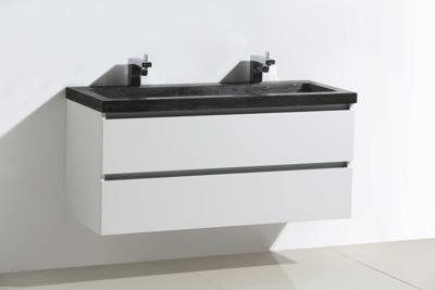Lambini Designs Trend Stone badkamermeubel hoogglans wit 120cm, 2 kraangaten Lambini Designs Trend Stone badkamermeubel hoogglans wit 120cm, 2 kraangaten