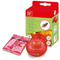 SWISSINNO fruitvliegenval met voedselaas - Praktisch ontwerp. Hygiënisch, niet giftig + schoon. Kind- en huisdierveilig. Gemaakt in EU. 1x val