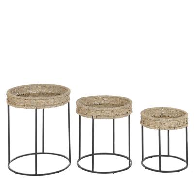 Beliani Tomoka Bijzettafel Set Van 3 Zeewier 45 X 45 Cm
