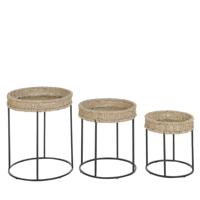 Beliani Tomoka Bijzettafel Set Van 3 Zeewier 45 X 45 Cm