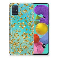 Samsung Galaxy A51 TPU Case Gouden Bloemen