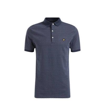 WE Fashion slim fit polo met jacquard heavy blue