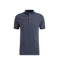 WE Fashion slim fit polo met jacquard heavy blue