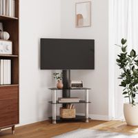 Tv-standaard hoek 3-laags voor 32-70 inch zwart en zilverkleur - thumbnail