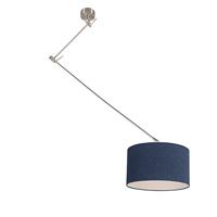 QAZQA - Modern Hanglamp | Eettafel | Eetkamer staal met kap 35 cm blauw verstelbaar - Blitz I | Woonkamer | Slaapkamer | Keuken - Metaal Rond - E27 Geschikt voor LED - Max. 1 x 60 Watt