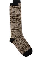 Moschino monogram-jacquard lurex ribbed-knit socks - Noir