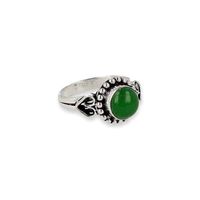 Verzilverde Ring Agaat Groen 'Love' (Maat 16,25) - thumbnail