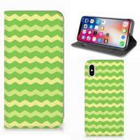 Apple iPhone Xs Max Hoesje met Magneet Waves Green - thumbnail