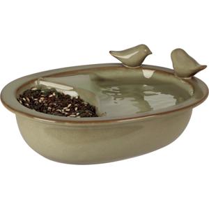 Pro Gardenvogelbad/voederschaal -  saliegroen -  keramiek -D20 x H8 cm- drinkschaal voor tuinvogels