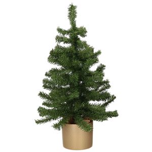 Kunst kerstboom/kunstboom groen 60 cm met gouden pot