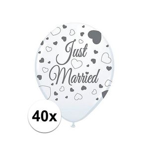 Just Marriedbruiloft  versiering balonnen 40x stuks   -