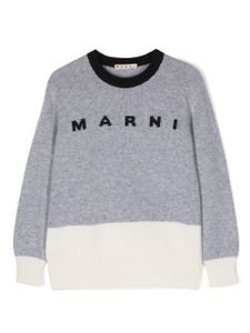 Marni Kids pull à logo intarsia - Gris