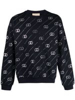 Gucci striped Interlocking G-crystal cotton sweatshirt - Bleu - thumbnail