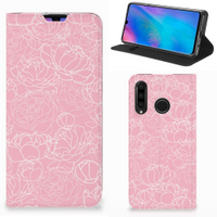 Huawei P30 Lite New Edition Smart Cover White Flowers