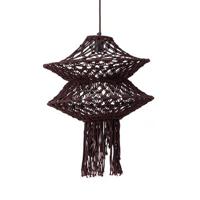 PTMD Milley Brown cotton macrame hanging lamp 2 layers