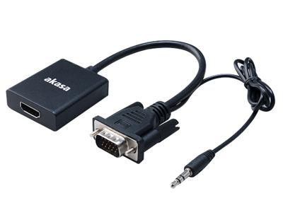 Akasa AK-CBHD23-20BK video kabel adapter HDMI Type A (Standaard) VGA (D-Sub) + 3.5mm + USB Type-A Zwart