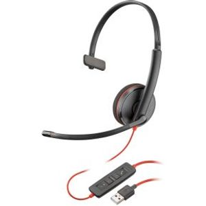 POLY Blackwire 3210 Headset Bedraad Hoofdband Kantoor/callcenter USB Type-A Zwart