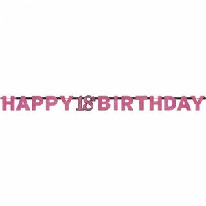 Letterslinger glitter Happy 18th Birthday pink