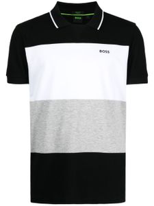 BOSS polo en coton à empiècements - Noir