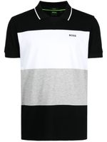 BOSS panelled cotton polo shirt - Noir - thumbnail