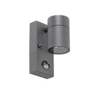 QAZQA - Modern Buitenwandlamp antraciet IP44 met bewegingssensor - Solo | Buitenverlichting - Roestvrij staal (RVS) Cilinder - GU10 Geschikt voor LED - Max. 1 x 35 Watt